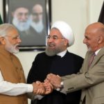 نخست‌وزیر هند و رؤسای جمهوری ایران و افعانستان هنگام امضای «موافقتنامه چابهار»، ۱۳۹۵